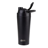 Oasis Stainless Steel Double Wall Insulated Protein Shaker 700ml Black