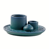 4in1 Ceramic Incense Burner w/ Palo Santo Base Perfect Sage Candles Sticks Blue