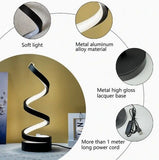 Spiral Table Lamp Bedroom Nightstand Bookshelf Room Home Decor Champagne Gold