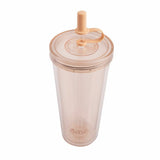 Oasis Smoothie Tumbler w/ Straw Double Wall Drink Cup BPA Free 520ml - Peach
