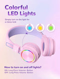 Headphones Colorful LED Lights Kids Wireless Headphones with MIC BTH03 Pink