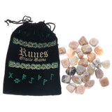 Rune Set Multi Moonstone Symbols Selenite Crystal Tumbled Crystal Set