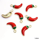 1 piece Red Pepper Spicy Hot Chili Charm Zinc Alloy Pendant DIY Craft 0.6x1.8cm