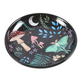 Dark Forest Print Round Ceramic Trinket Dish Plate Jewelry Holder Gift