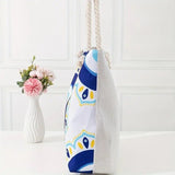 Blue Eye Printed Casual Versatile Linen Fabric Tote Bag Ethnic Style Yoga