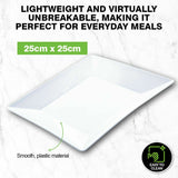 6PCE Melamine Plates Square Lightweight Durable Strong Home Master 25cm