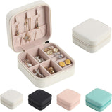 Mini Small Portable Travel Jewelry Organiser Box with Zipper Storage Case -WHITE