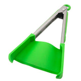 Silicone Cooking Tongs Heat Spatula Stainless Steel Resistant Frame Gadget BBQ - Red+Green