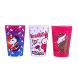 6PCE Cups Reusable Lightweight Party Picnic Kids Unicorn Designs Assorted 330ml