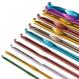 12 Size Multi Coloured Aluminium Crochet Hooks Yarn Knitting Needles 2-8mm Set