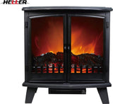 Heater 1800W Electric Double Door Fireplace Flame Effect Heller Designer - Black