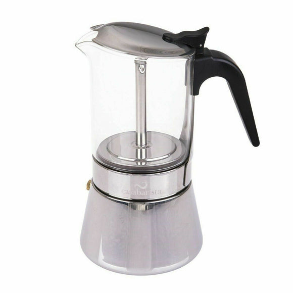 Casa Barista 6-Cup Glass Top Stainless Steel Capri Espresso Maker