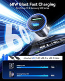 USB C Fast Car Charger 60W Type C Car Adapter PD 45W 30W 25W 20W QC4.0 Dual Port