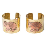 Bracelet Brass Copper Elephant Inlay Wrist Jewellery Gift