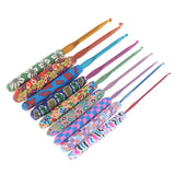 9x Colourful Crochet Hook Set Ergonomic Handles Knitting Needles Sewing