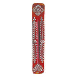 Wooden Ash Catcher Incense Burner Holder Incense Sticks Painted Floral Red