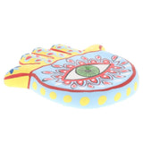 Clay Incense Holder Hamsa Hand Yellow Blue 13cm Yoga Meditation Protection