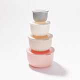 4 Pieces Round Nested Food Storage Set Freezer Safe Multicolour Lunch Box