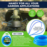 2PCE Trimmer Line Blue Durable Impact Resistant Garden Greens 8m x 3mm