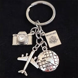 1pc Travel Camera Airplane Passport Globe Design Keychain Keyring Gift