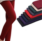 Red Thermal Fleece Leggings for Women - Slim Warm Pants
