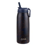 Oasis Stainless Steel Insulated Sports Bottle w/ Sipper 780ml Navy Leaves