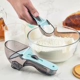 2pcs Measuring Spoons Baking Adjustable Plastic Scale Gauge Scoop Kitchen