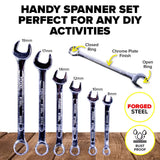 6PCE Spanner Set Heavy Duty Rust Proof 8-19mm Handy Hardware Varied Sizes Comb