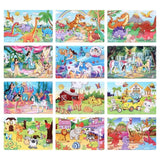 4PCE Dual Sided Jigsaw Puzzle With Colouring Pictures Party 42x28cm Assorted