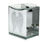 Glitter Angel Wings Glass Mirrored Aromatherapy Wax Melt Oil Burner with Tealigh