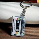 1PC Vintage Cassette Tape Design Retro Acrylic Keychain Keyring Gift