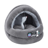 Paws & Claws Plush Cushion Velvet Cat Bed Cave With Toy