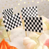 50x Checkered Cupcake Toppers – Racing Party Decor
