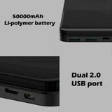 50000mAh Portable Power Bank Charger With LCD 2USB External Battery Pack