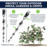 12PCE Spiral Bird Deterant Reflectors Silver Weatherproof Garden Greens 29cm