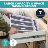 Organiser Drawer & Cutlery Tray Adjstable Extending 7 Sections Non-Slip - White