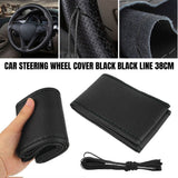 Breathable Anti-slip Universal 38cm PU Leather DIY Car Steering Wheel Cover