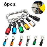 6pcs Bit Holder Screwdriver Adapter 6.35mm Hex Shank Drill Screws Portable Drill Bit Extension Bar with Keychain for Storage and Quick Release of Drill Bit