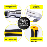 1x Handy Hardware Claw Hammer Steel AllPurpose Soft Grip Strong Performance 700g