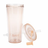 Oasis Smoothie Tumbler w/ Straw Double Wall Drink Cup BPA Free 520ml - Peach