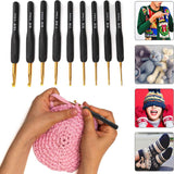 9x Soft Sewing Handle Aluminum Crochet Hook Knitting Needles Yarn 2-6mm Set