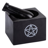 Mortar & Pestle Pentacle Print Soapstone Crusher Herbs Spices