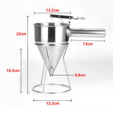 Stainless Steel Funnel Batter Dispenser Pancake Cupcake Waffle Tool With Stand
