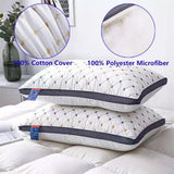 2Pk Hotel Quality Pillows Checked Ultra Soft Home Bed Pillow Luxury Breathable