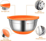 6 Pcs Mixing Bowls with Lids Stainless Steel Mixing Bowls Colorful Non-Slip