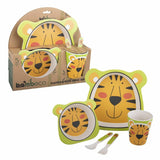 Bambeco 5-Piece Tiger Kids' Meal Set - Orange/Green