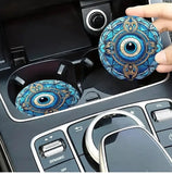 2pcs Stylish Evil Eye Car Cup Holder Coaster Water Absorbable Car Cup Mats