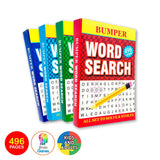 4PK Word Search Activity Books Bumper 496pg A5 Size Adult Brain Games Fun