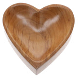 Teak Wood Bowl Heart Dish Trinket Tray Crystals Jewellery Wooden 12x12x2.5cm