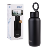 Oasis Mag-Grip Stainless Steel Moda Drink Bottle 1L Phone Selfie - Black